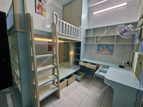 Phòng ngủ giường tầng cho 1 bé trai và 1 bé gái nhà chị Khuê Tú