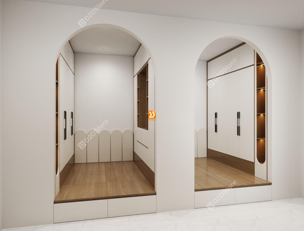 Hệ giường tủ đối xứng cho 2 bé nhà chị Đào