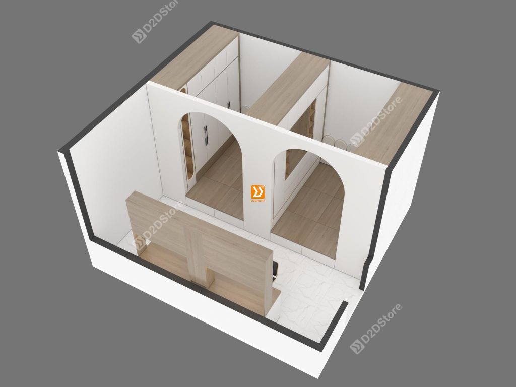 Hệ giường tủ đối xứng cho 2 bé nhà chị Đào