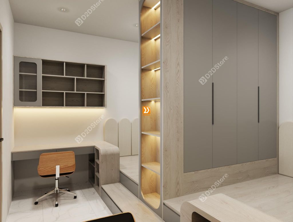 Hệ giường tủ đối xứng cho 2 bé nhà anh Huỳnh Vương