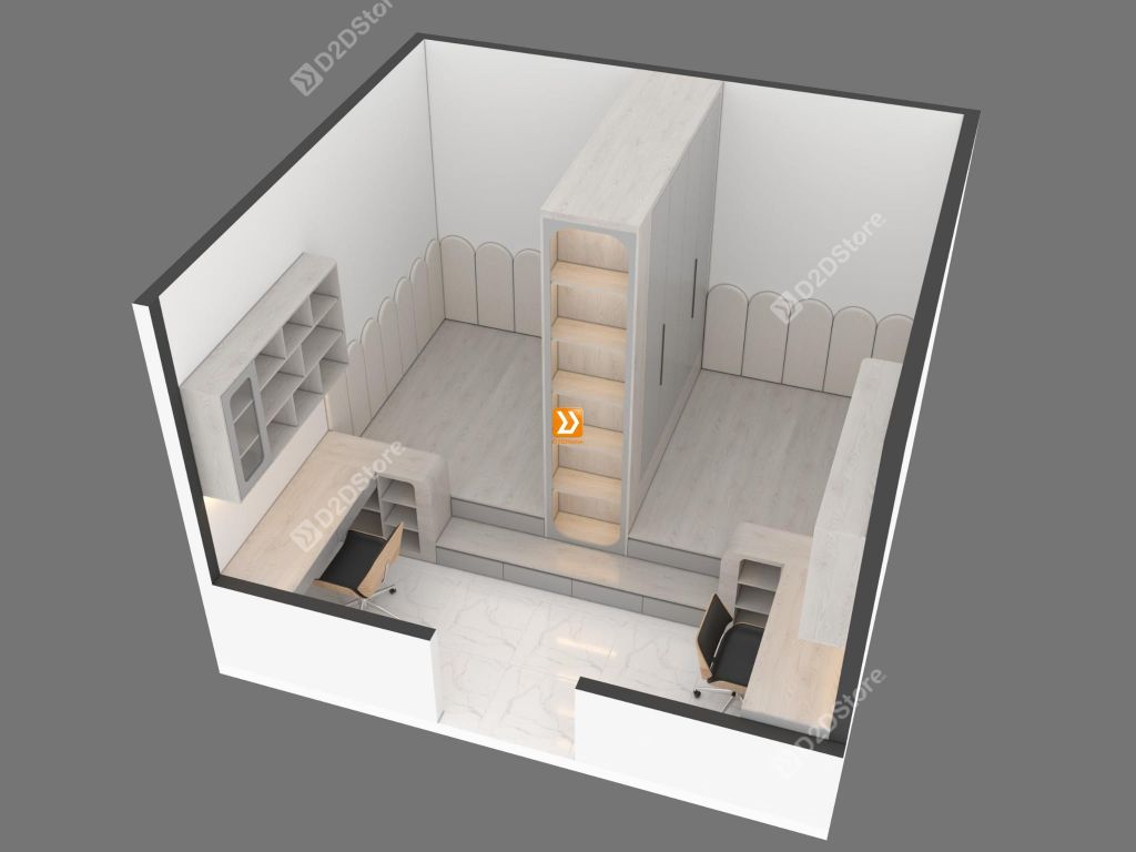 Hệ giường tủ đối xứng cho 2 bé nhà anh Huỳnh Vương