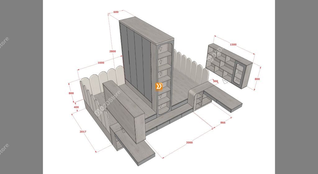 Hệ giường tủ đối xứng cho 2 bé nhà anh Huỳnh Vương