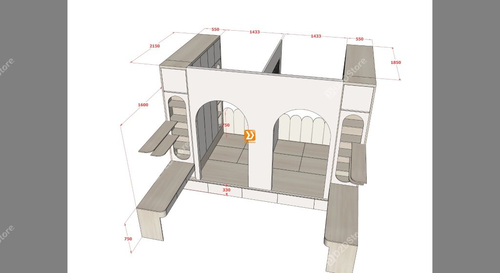 Hệ giường tủ đối xứng cho 2 bé nhà chị Cỏ Dại