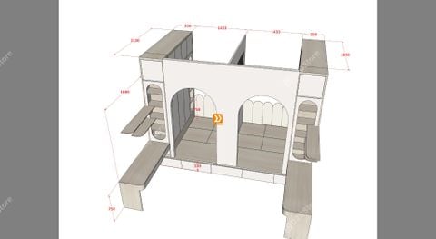 Hệ giường tủ đối xứng cho 2 bé nhà chị Cỏ Dại