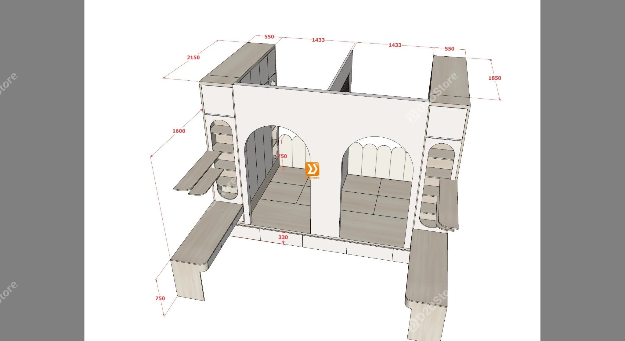  Hệ giường tủ đối xứng cho 2 bé nhà chị Cỏ Dại 