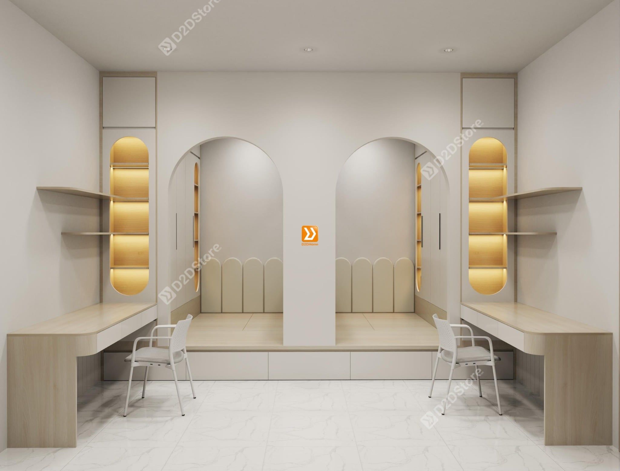  Hệ giường tủ đối xứng cho 2 bé nhà chị Cỏ Dại 