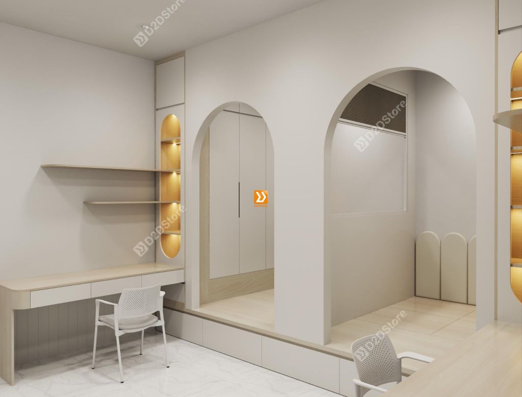 Hệ giường tủ đối xứng cho 2 bé nhà chị Cỏ Dại