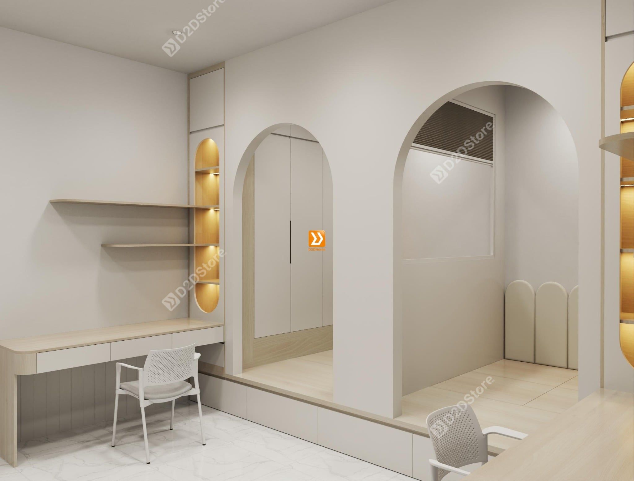  Hệ giường tủ đối xứng cho 2 bé nhà chị Cỏ Dại 