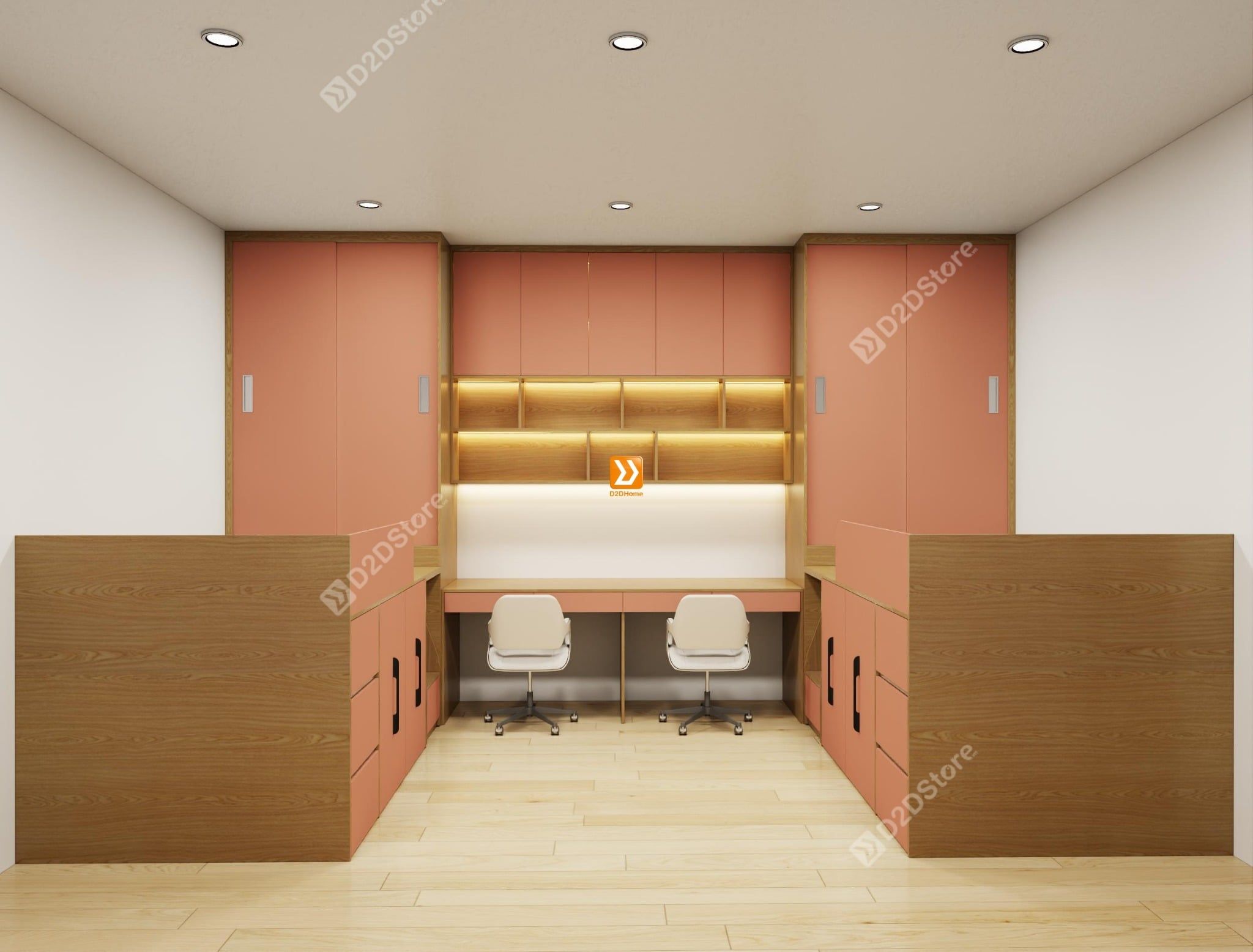  Hệ giường tủ đối xứng cho 2 bé gái nhà chị Kiều Võ 