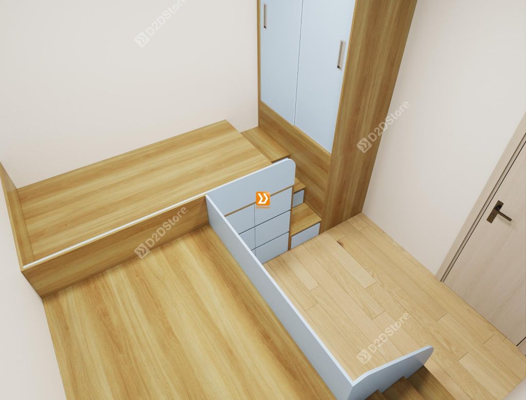 Hệ giường tủ đối xứng cho 2 bé trai nhà anh Hoàng Anh