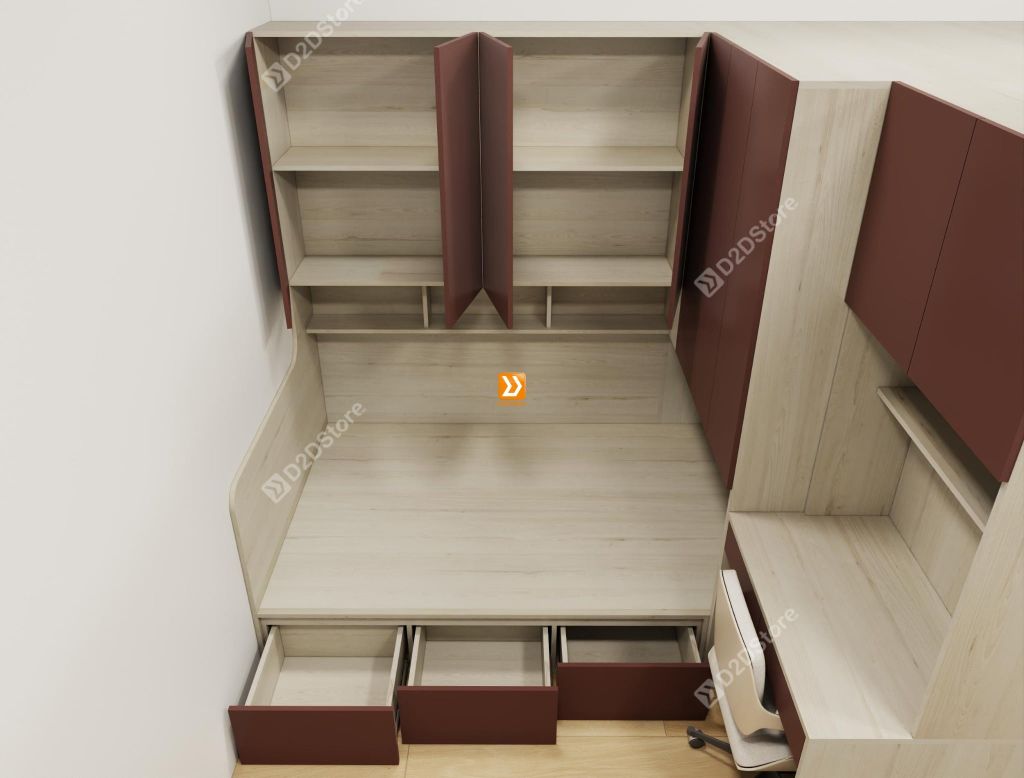 Hệ giường tủ đối xứng cho 2 bé nhà anh Duy Võ