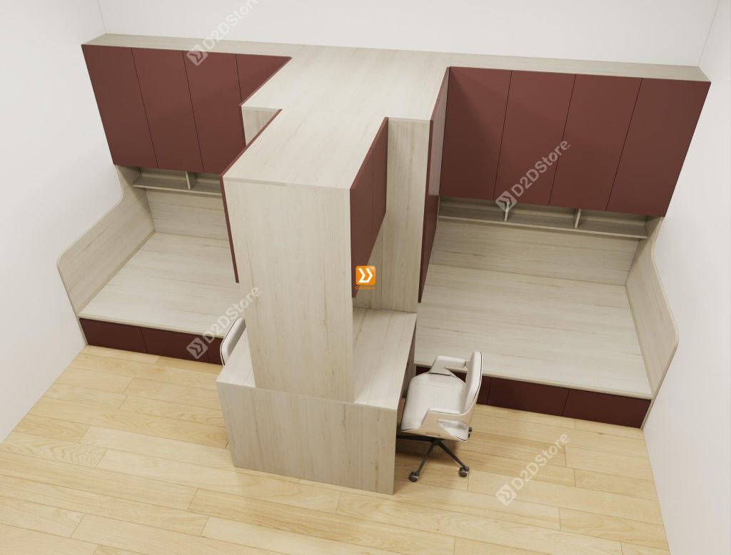 Hệ giường tủ đối xứng cho 2 bé nhà anh Duy Võ