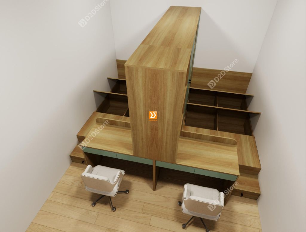 Hệ giường tủ đối xứng cho 2 bé nhà Chị Sunny