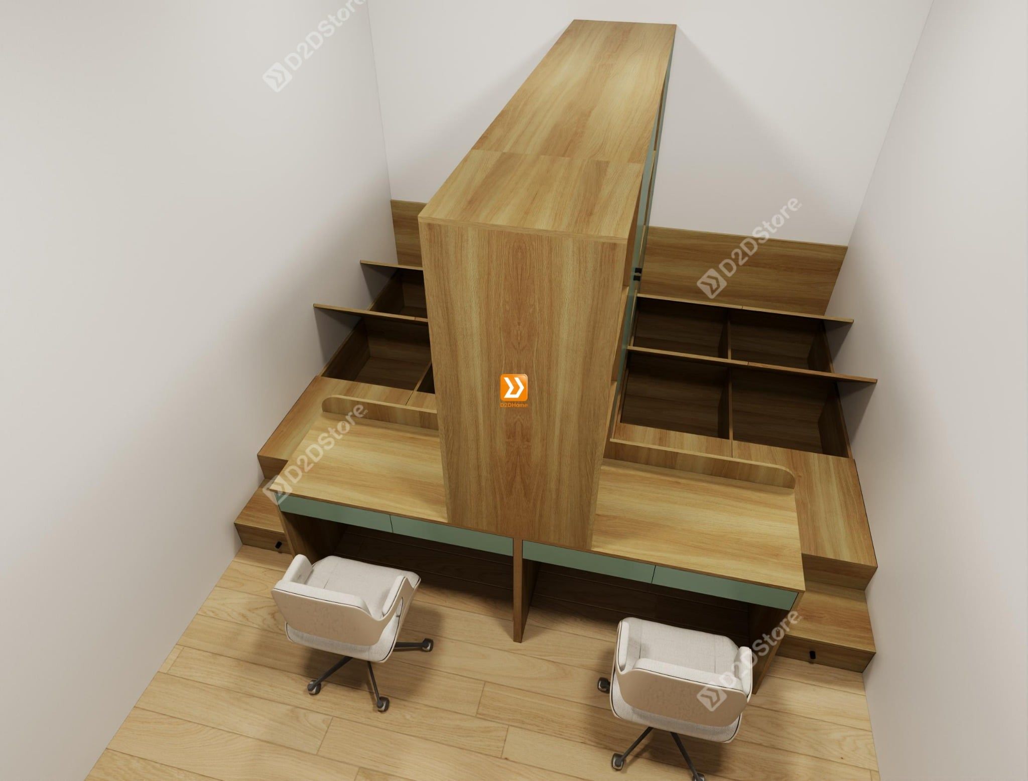  Hệ giường tủ đối xứng cho 2 bé nhà Chị Sunny 