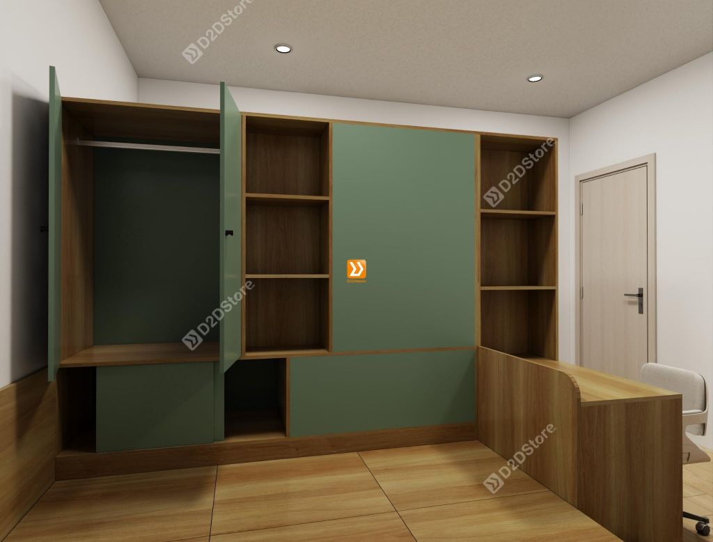 Hệ giường tủ đối xứng cho 2 bé nhà Chị Sunny