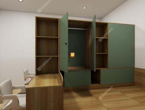 Hệ giường tủ đối xứng cho 2 bé nhà Chị Sunny