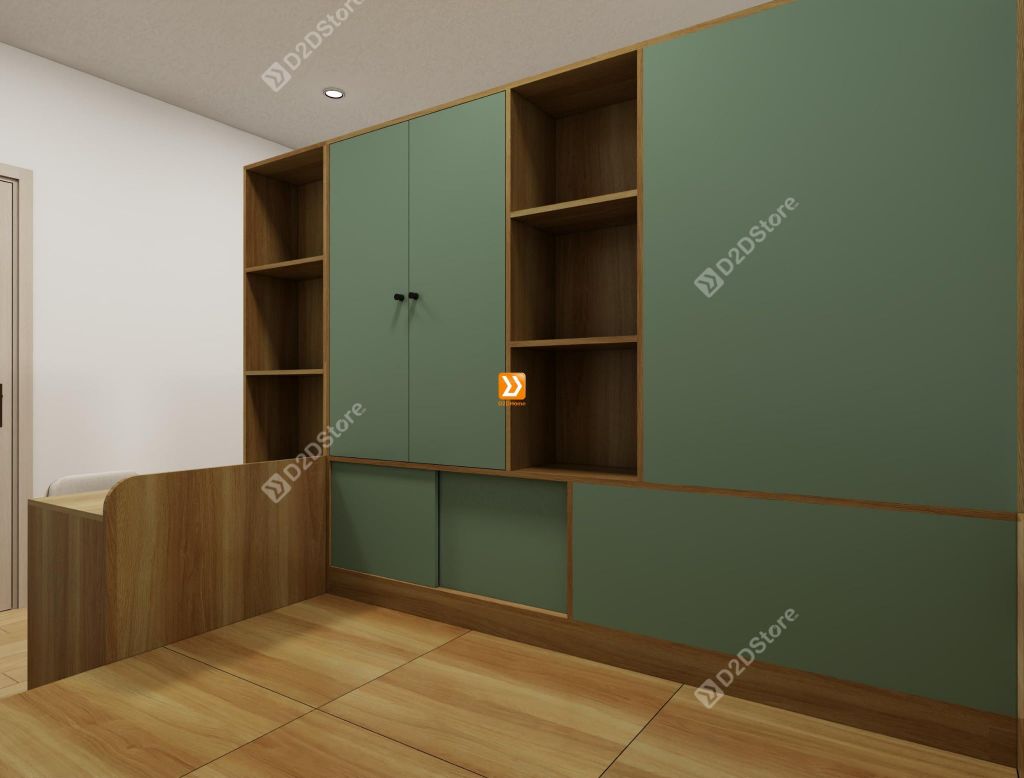 Hệ giường tủ đối xứng cho 2 bé nhà Chị Sunny