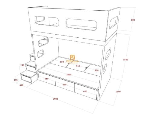 Hệ giường tầng tiêu chuẩn HGT.TC01