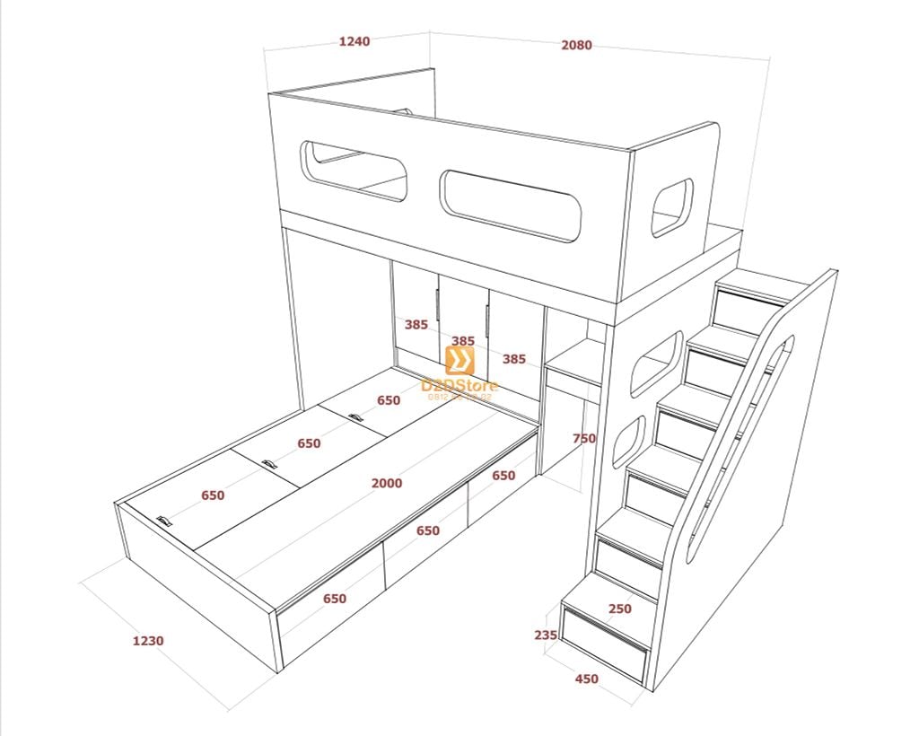 Hệ giường tầng tiêu chuẩn HGT.TC03