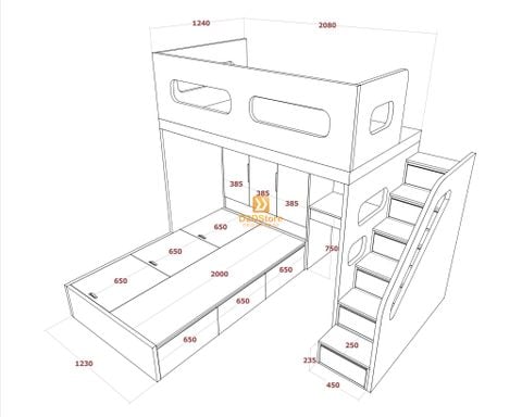 Hệ giường tầng tiêu chuẩn HGT.TC03