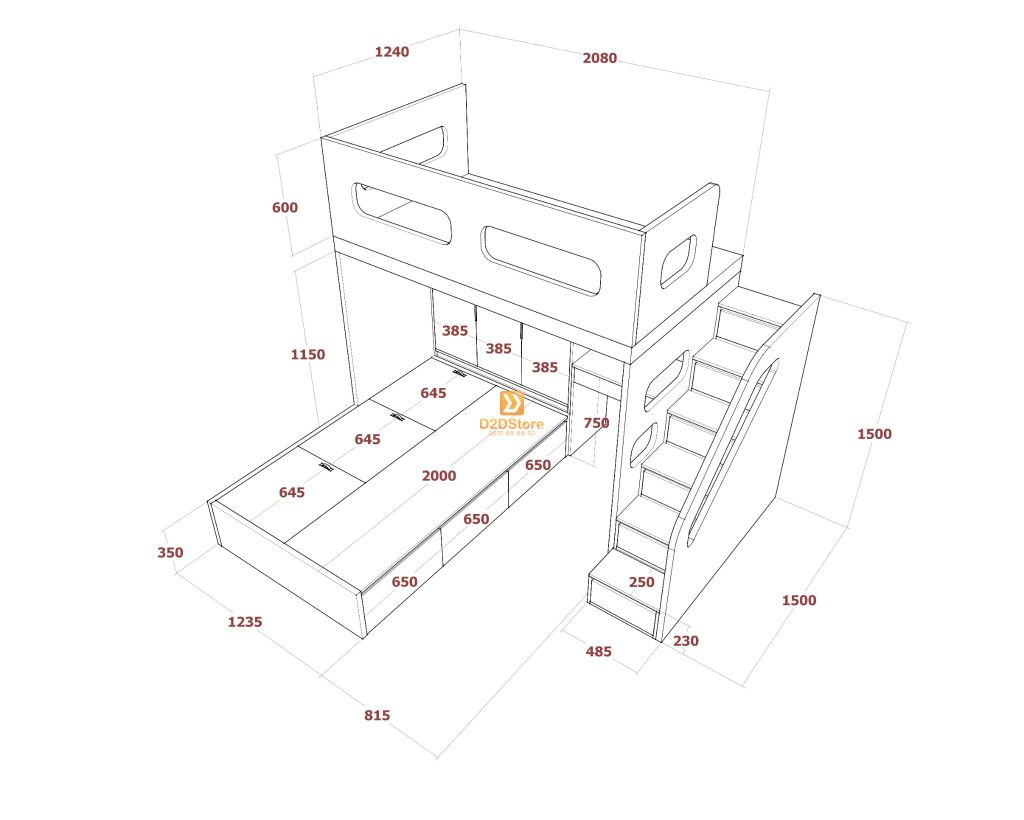Hệ giường tầng tiêu chuẩn HGT.TC03