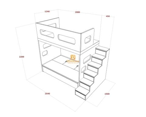 Hệ giường tầng tiêu chuẩn HGT.TC04