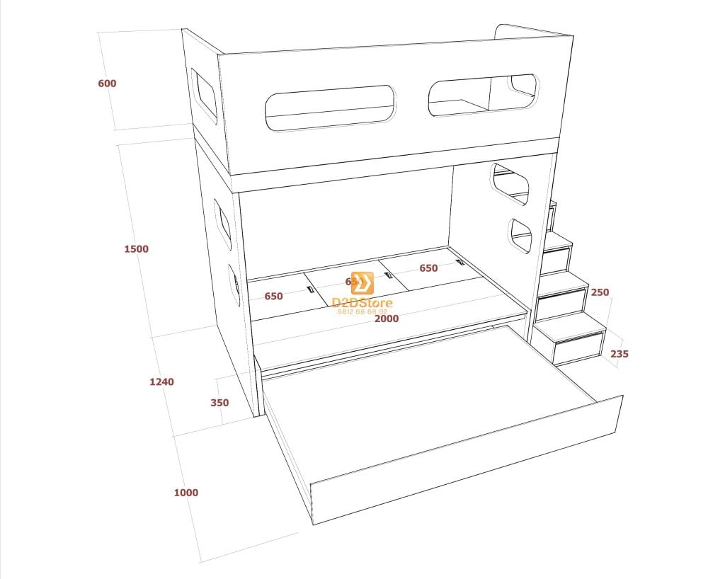 Hệ giường tầng tiêu chuẩn HGT.TC04