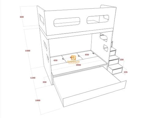 Hệ giường tầng tiêu chuẩn HGT.TC04