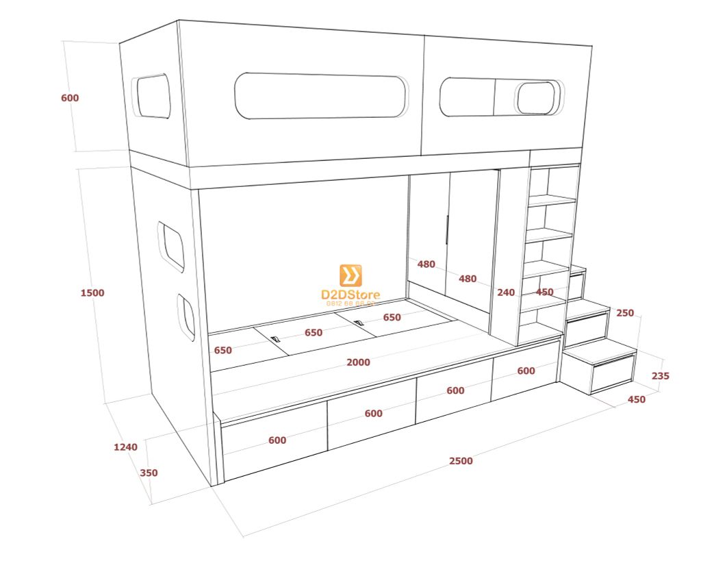 Hệ giường tầng tiêu chuẩn HGT.TC05