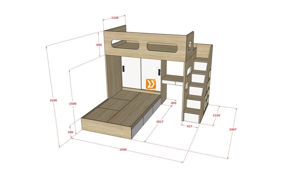 Hệ giường tầng tiêu chuẩn HGT.TC11