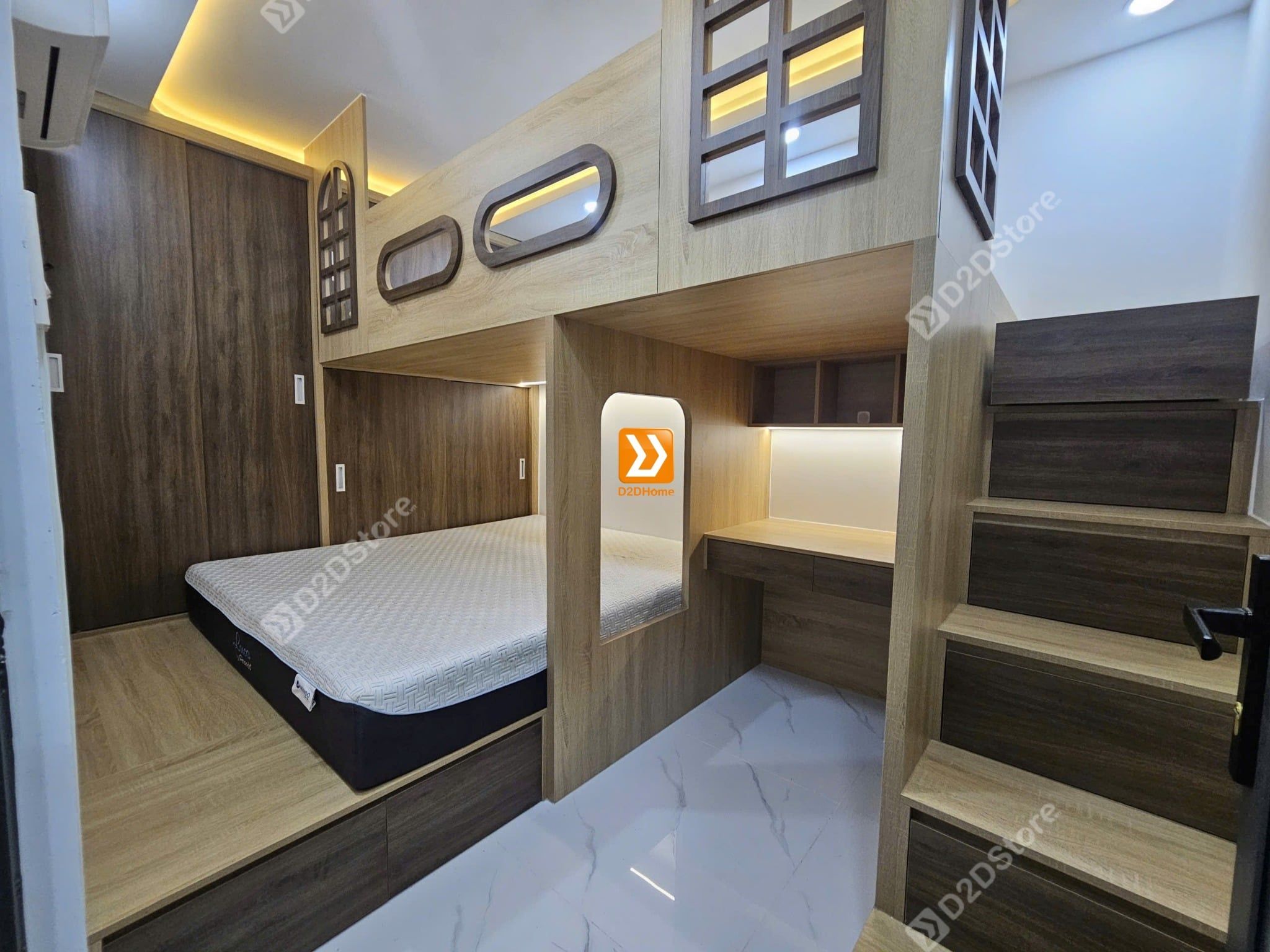  Phòng ngủ giường tầng cho bố mẹ và 1 bé trai nhà anh Hữu Nguyên 