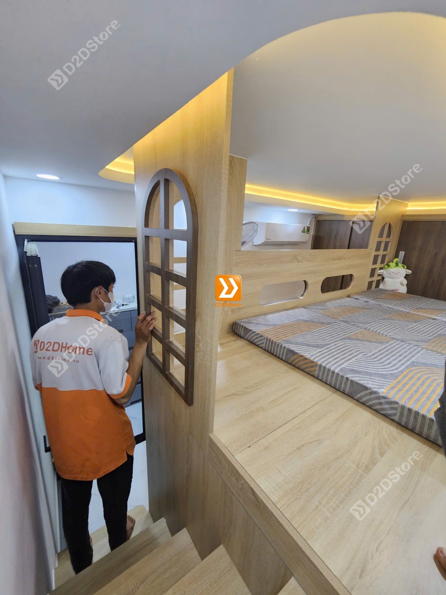  Phòng ngủ giường tầng cho bố mẹ và 1 bé trai nhà anh Hữu Nguyên 
