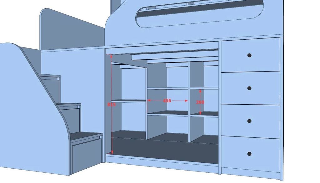 Giường thông minh tích hợp nhiều công năng tủ áo ngăn kéo kệ sách mã GTM.DN01 - Ảnh 7