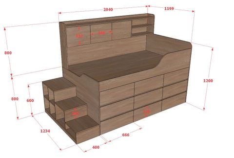 Giường đa năng nhiều ngăn kéo BC.GDN26