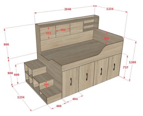 Giường đa năng nhiều tủ lưu trữ BC.GDN25