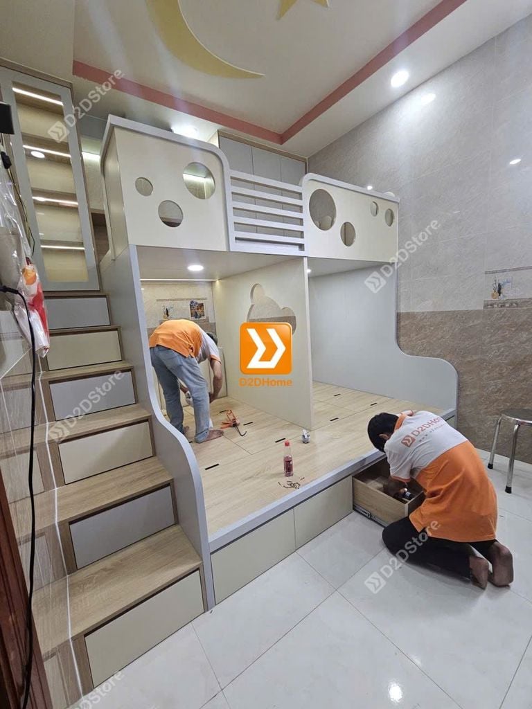 Phòng ngủ giường tầng cho 3 bé nhà chị Sang Nguyễn