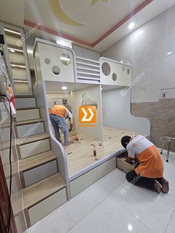 Phòng ngủ giường tầng cho 3 bé nhà chị Sang Nguyễn