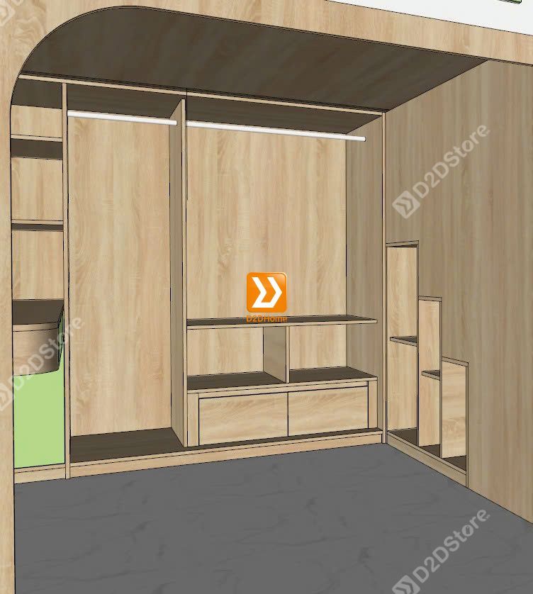 Phòng ngủ giường tầng đối xứng cho 2 bé trai nhà chị Liễu