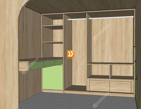 Phòng ngủ giường tầng đối xứng cho 2 bé trai nhà chị Liễu