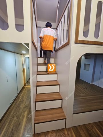 Phòng ngủ giường tầng cho bố mẹ và 2 bé nhà chị Phương Nguyễn