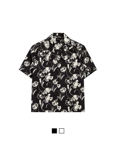  GUCOON® CUBAN SHIRT - ROSE BLACK/WHITE 