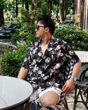  GUCOON® CUBAN SHIRT - ROSE BLACK/WHITE 