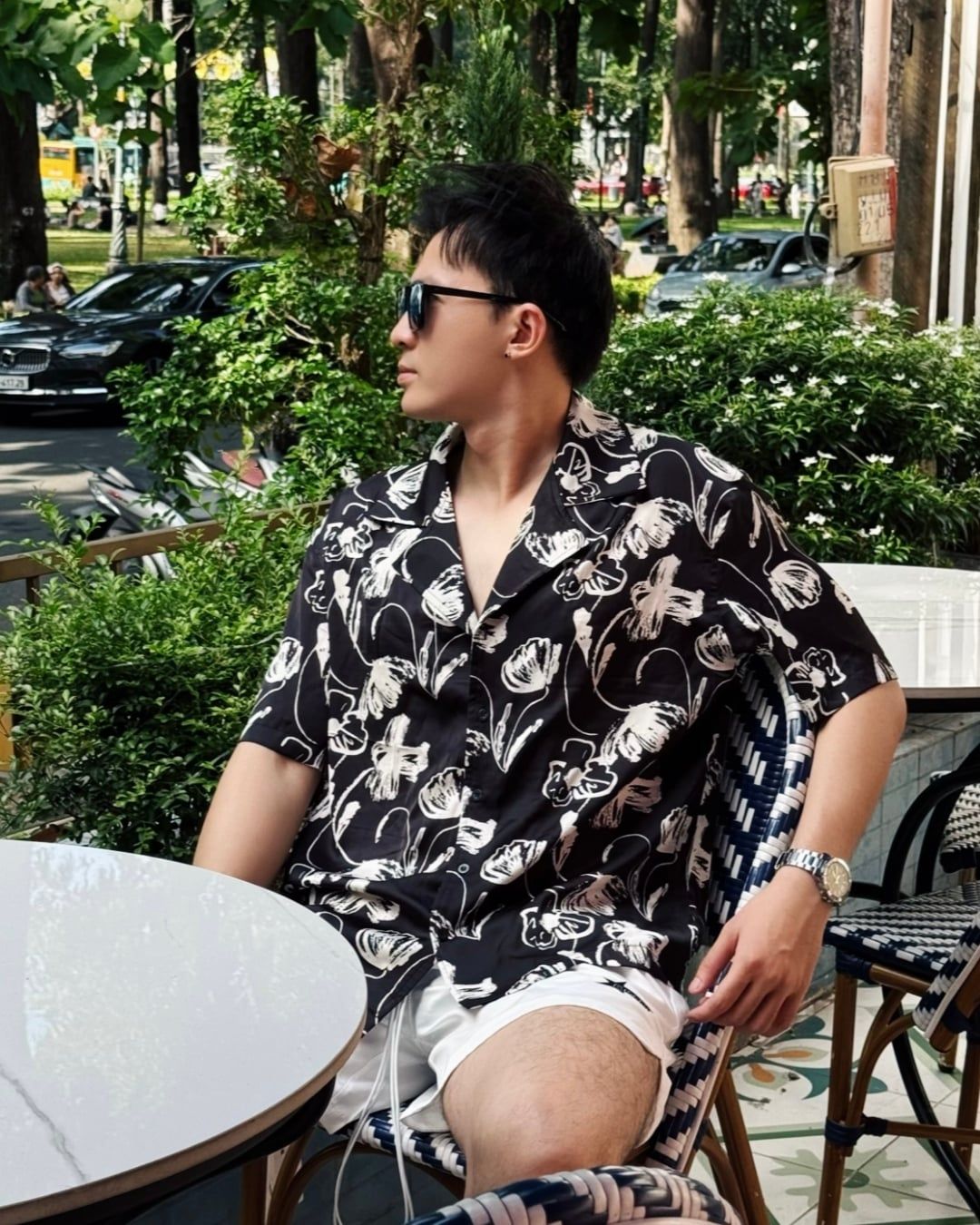  GUCOON® CUBAN SHIRT - ROSE BLACK/WHITE 