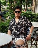  GUCOON® CUBAN SHIRT - ROSE BLACK/WHITE 