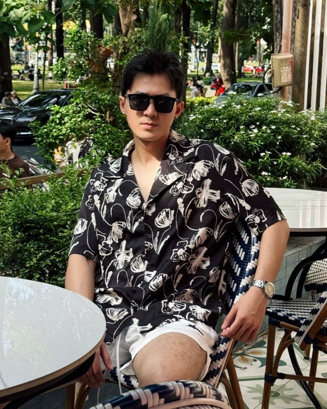  GUCOON® CUBAN SHIRT - ROSE BLACK/WHITE 