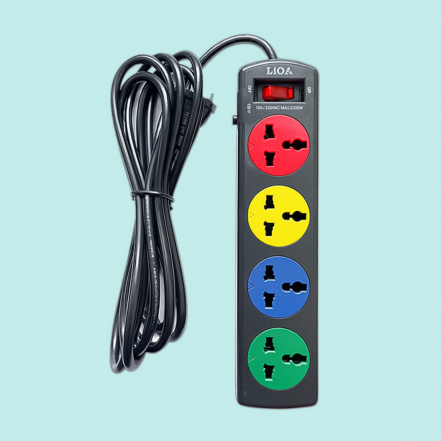  Ổ cắm Lioa 4 lỗ 3 chấu 1 công tắc, dây dài 3m, chất liệu nhựa cách điện an toàn, chịu nhiệt tốt – thích hợp sử dụng cho gia đình, văn phòng và thiết bị điện tử 