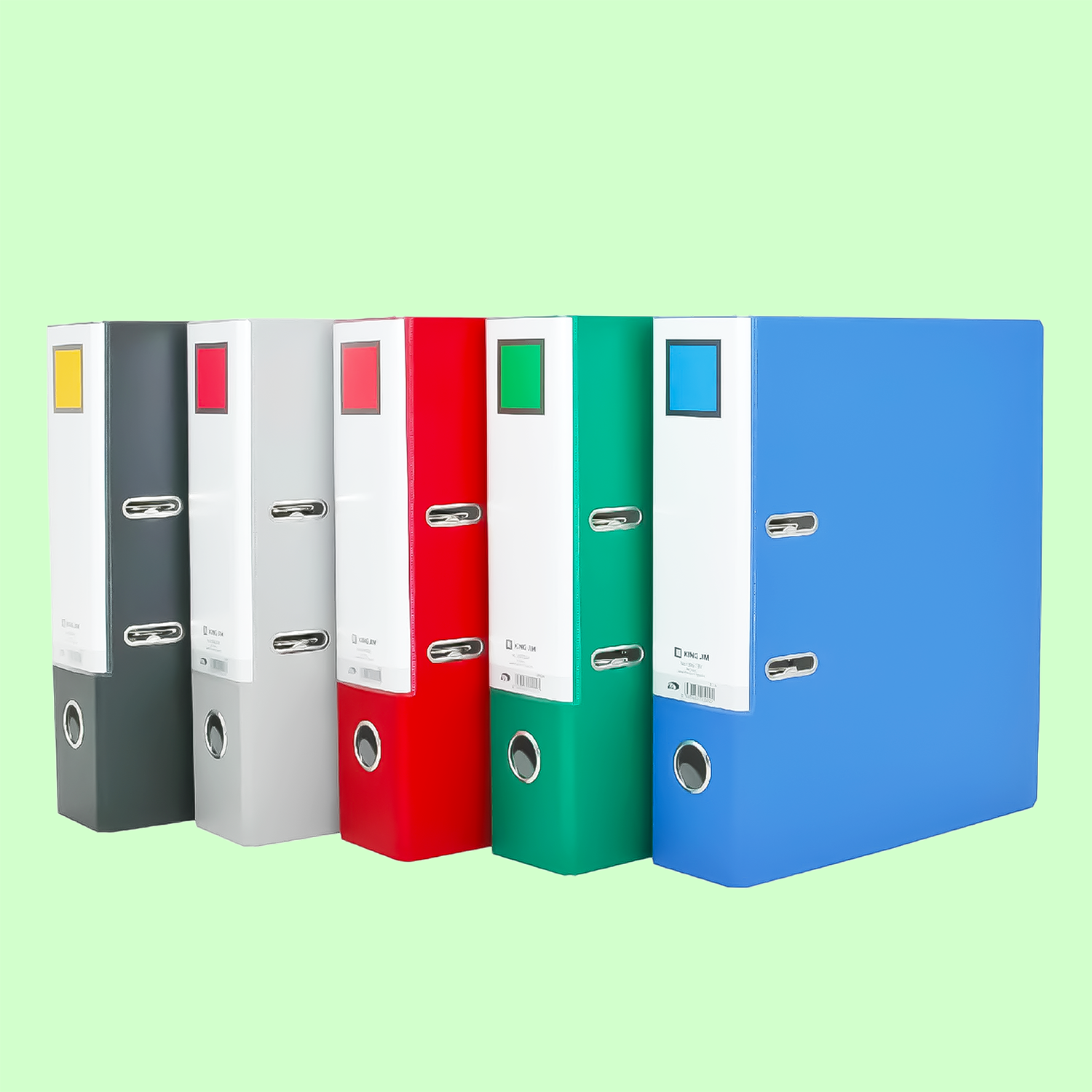  Bìa còng 50A4 King Jim màu xanh, chất liệu bền chắc, còng inox cố định tài liệu tốt, thiết kế tiện lợi – phù hợp lưu trữ hồ sơ tại văn phòng, trường học 