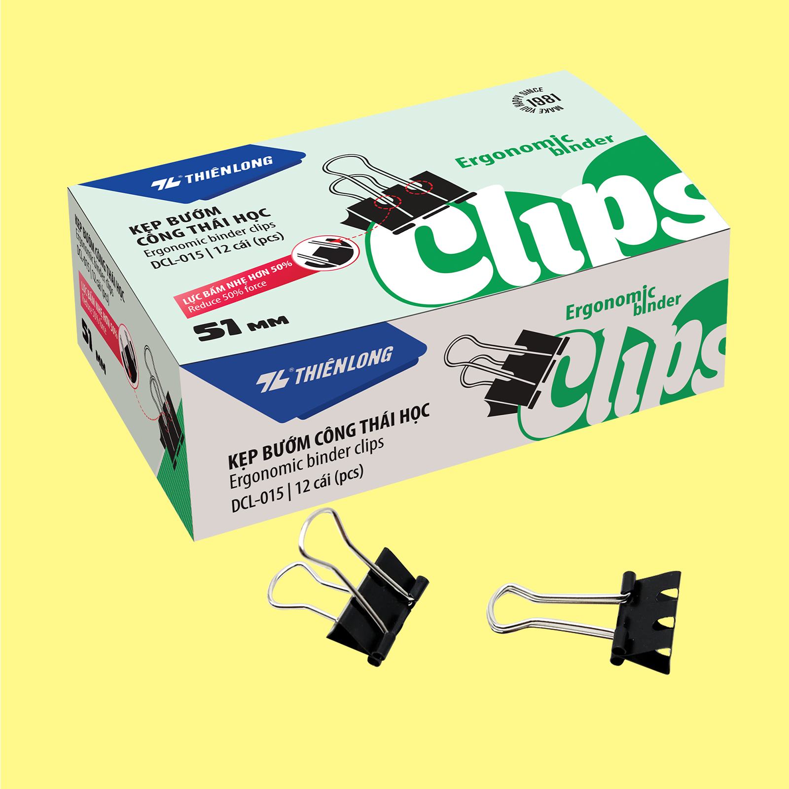  Kẹp bướm Thiên Long CTH 51mm DCL-015 (hộp 12) được thiết kế chuyên dụng để kẹp các tập giấy dày, tài liệu khổ lớn một cách chắc chắn mà không làm rách hay gấp mép giấy 