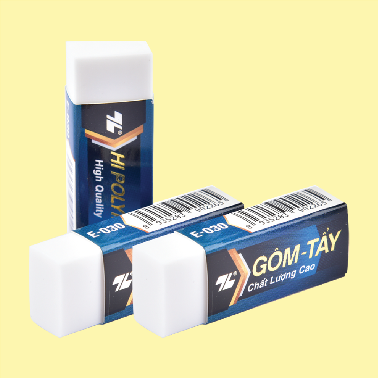  Gôm Hi Polymer Thiên Long E-030 – chất liệu polymer mềm mịn, tẩy sạch, không lem mực, xóa hiệu quả trên nhiều loại giấy. Thiết kế gọn nhẹ, tiện lợi, phù hợp cho học sinh, sinh viên và nhân viên văn phòng 