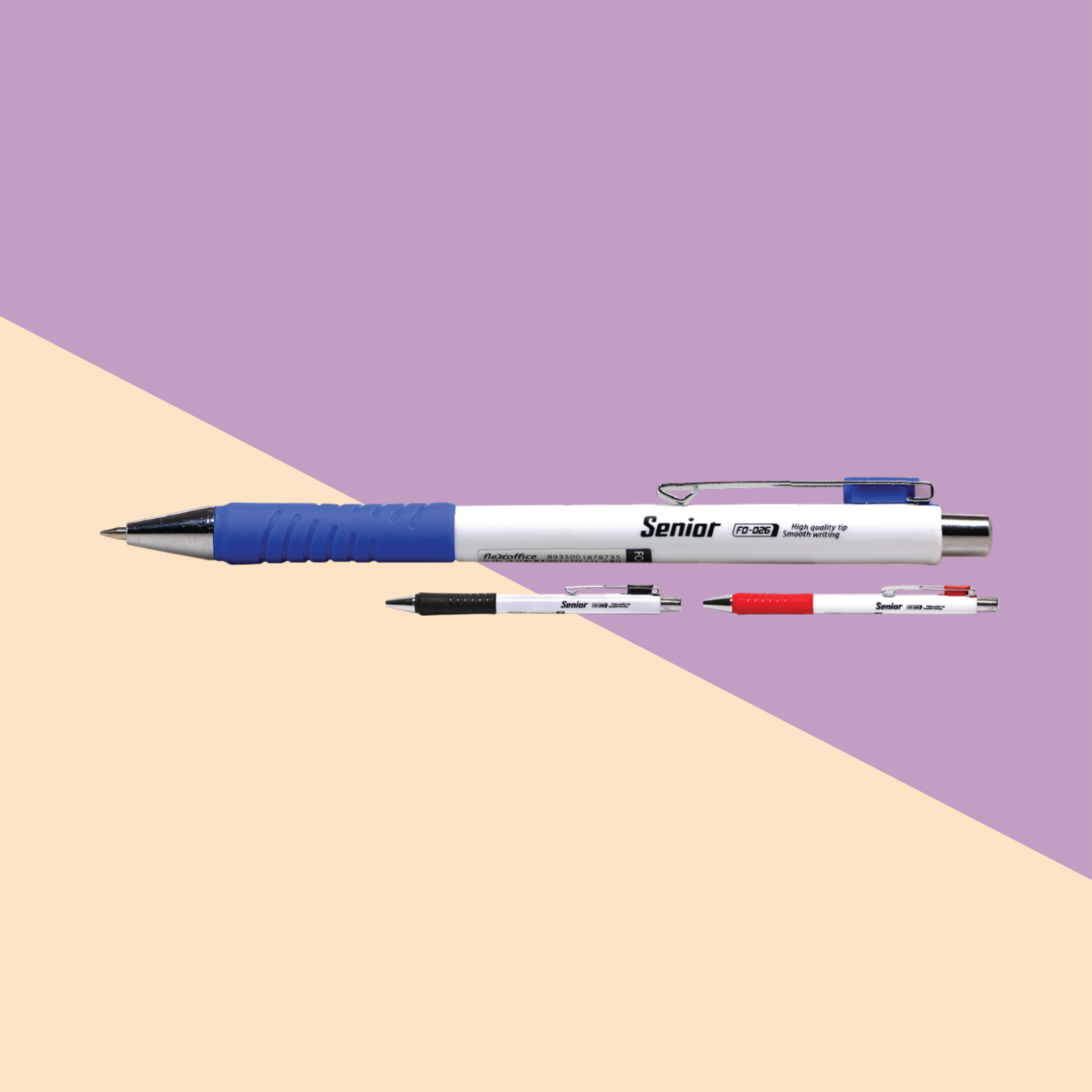  Bút bi Thiên Long FO-026, ngòi 0.5mm, mực xanh đậm, viết êm trơn, thân bút trong suốt kèm grip cao su chống trơn trượt, thích hợp cho học sinh, sinh viên và nhân viên văn phòng 